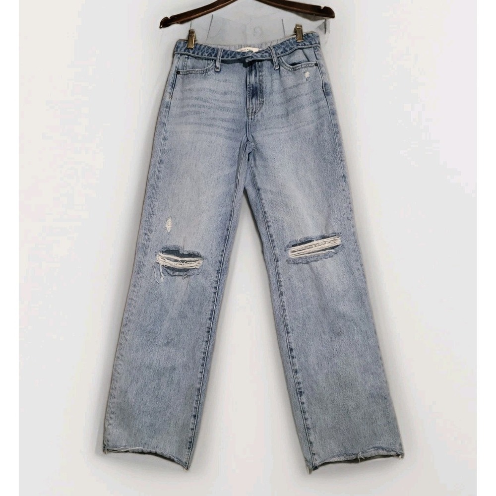 Hidden Los Angeles Logan Fold Over Dad Jeans Y2K Baggy Light Wash Sz 24 Unique